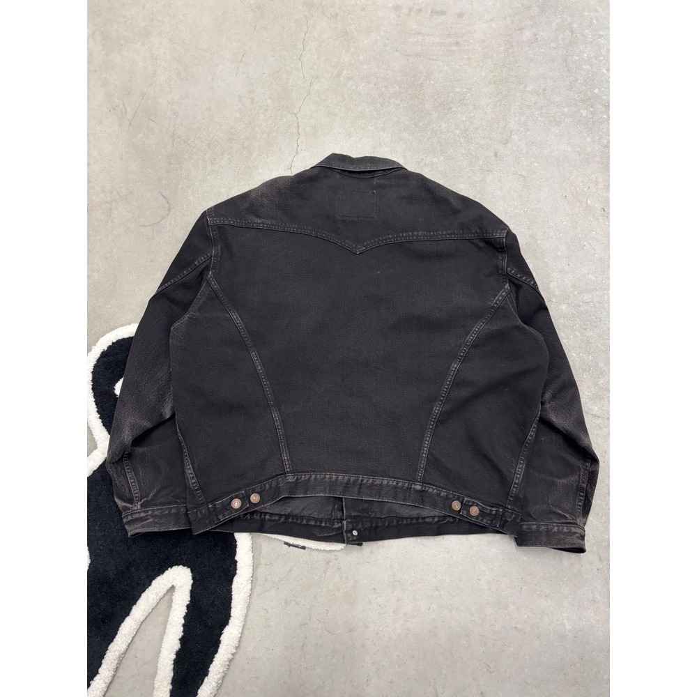 Levis 75525-0260 Black Denim Trucker Jacket Vintage Mens XL Faded Wash - Picture 2 of 8
